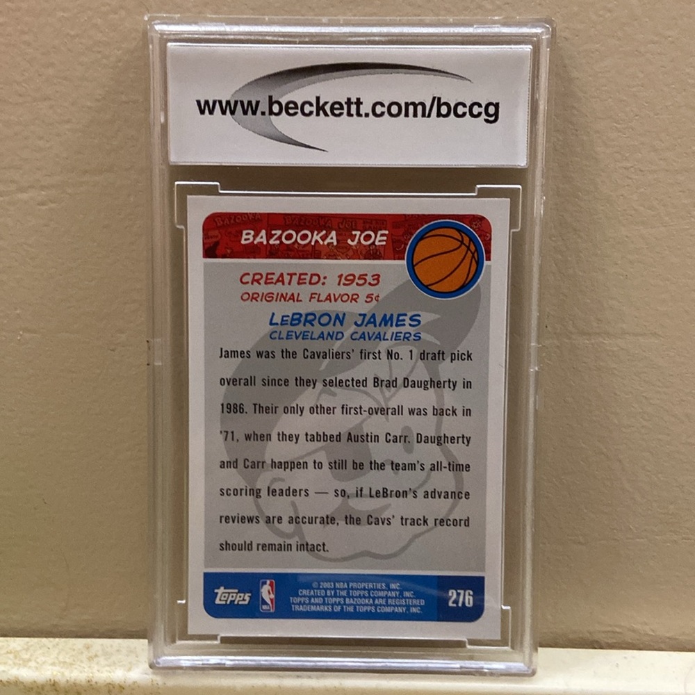 2003-04 Bazooka LeBron James Rookie Card #276 BCCG 10 Mint – Cleveland Cavaliers - Picture 2 of 2